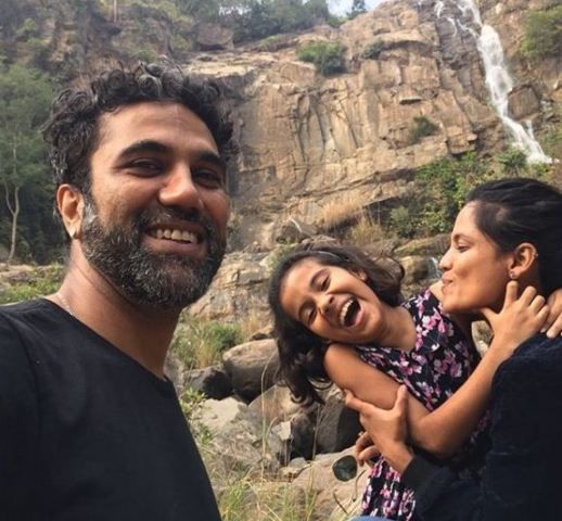 Priyanka Bose with her husband and daughter