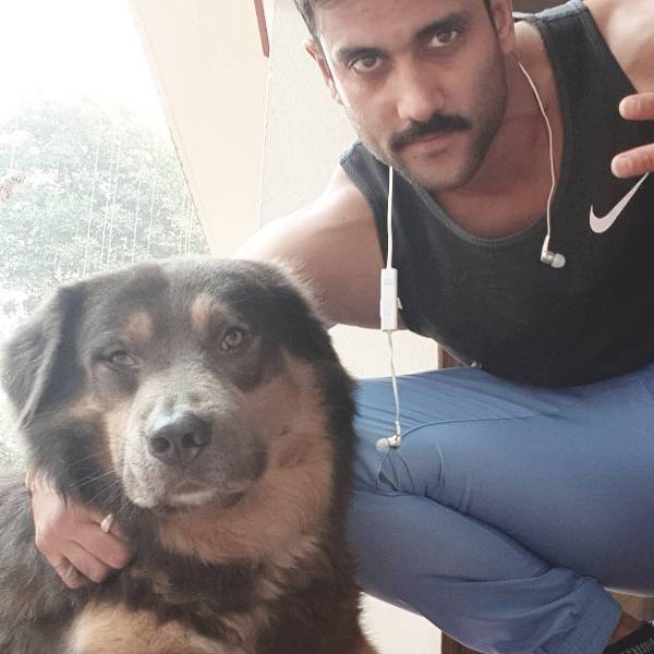 Ram Yashvardhan with his pet dog Romeo