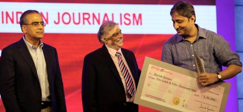 Ravish Kumar With Ramnath Goenka Excellence in Journalism Award