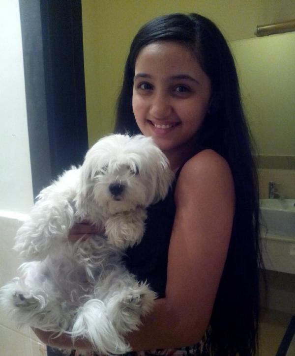 Ashnoor Kaur with her dog