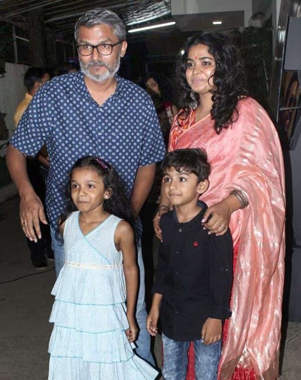 Nitesh Tiwari with his wife Ashwiny Iyer Tiwari and two children Amaarisa And Aaradhya