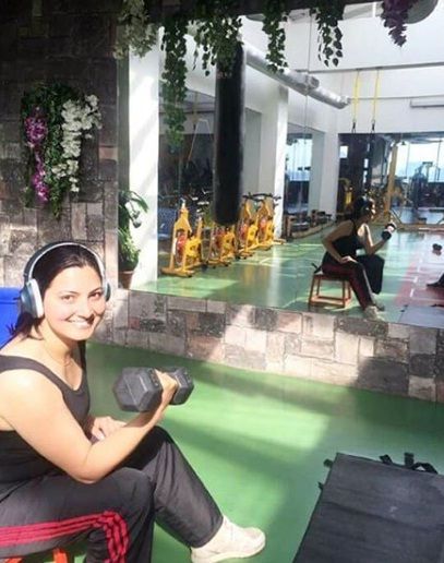 Chitra Tripathi doing workout