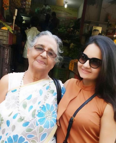 Giaa Manek with her grandmother
