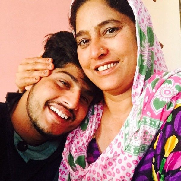 Gurnam Bhullar with his mother