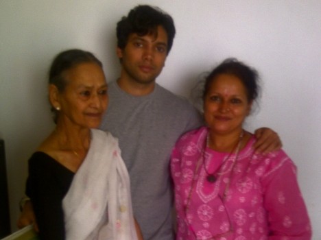 Himani Shivpuri with her mother and son