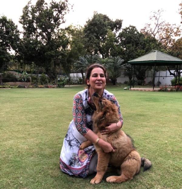 Navjot Kaur Sidhu with her dog