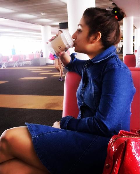 Neha Marda drinking coffee