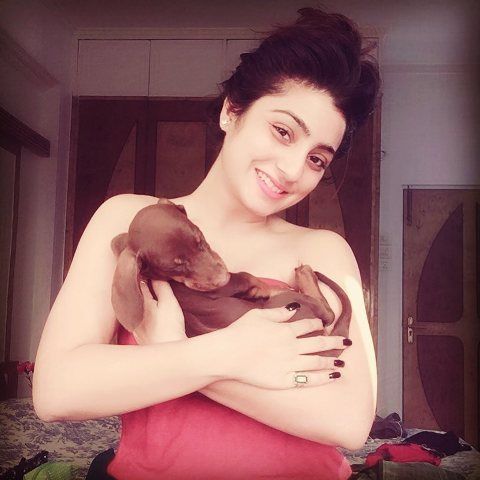 Neha Marda with her pet dog