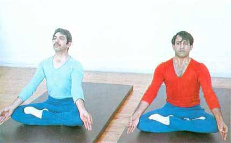 Rakesh Sharma and Ravish Malhotra practicing Yoga