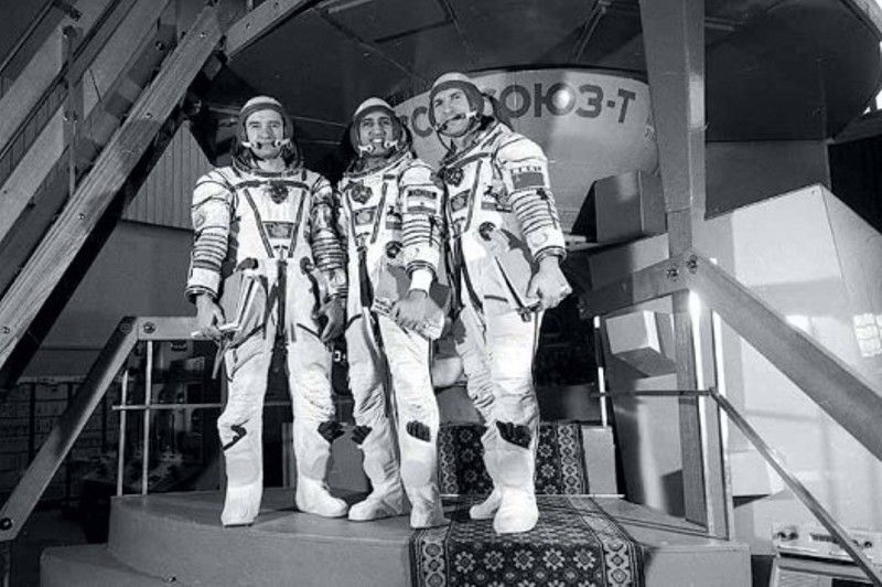 Rakesh Sharma with his fellow cosmonauts