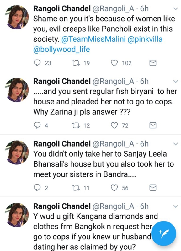 Rangoli Chandel On Zarina's Post