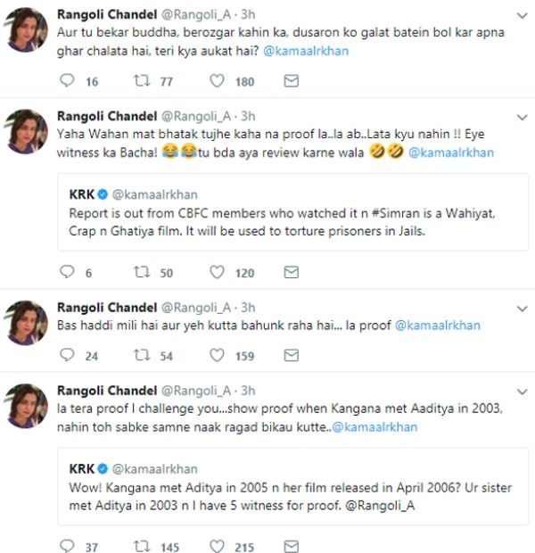 Rangoli On Kamaal Rashid Khan Tweets