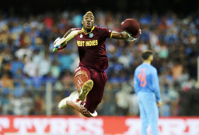 Andre Russell celebrating Windies' Victory