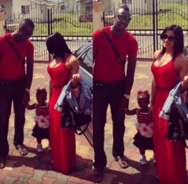 Andre Russell with his wife and daughter