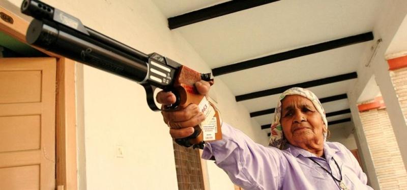 Chandro Tomar with her pistol
