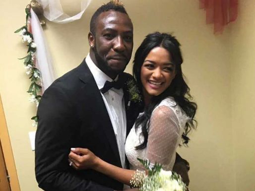 Jassym Lora with her husband, Andre Russell