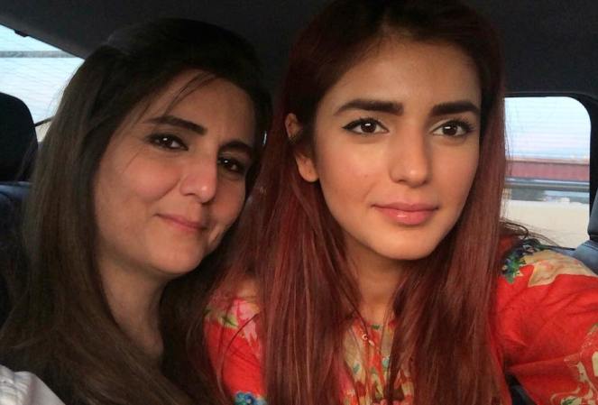 Momina with her mother