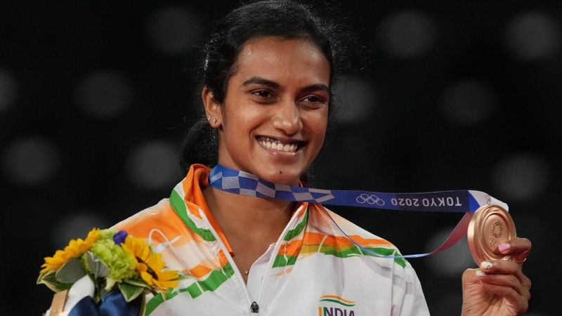 P. V. Sindhu after winning Bronze at the 2020 Tokyo Olympics