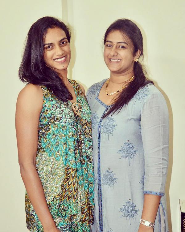P. V. Sindhu with her sister