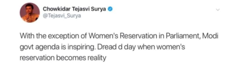 Tejasvi Surya's Tweet On Women Reservation