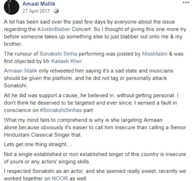 Amaal Malik's Post On Justin Bieber's Concert Controversy