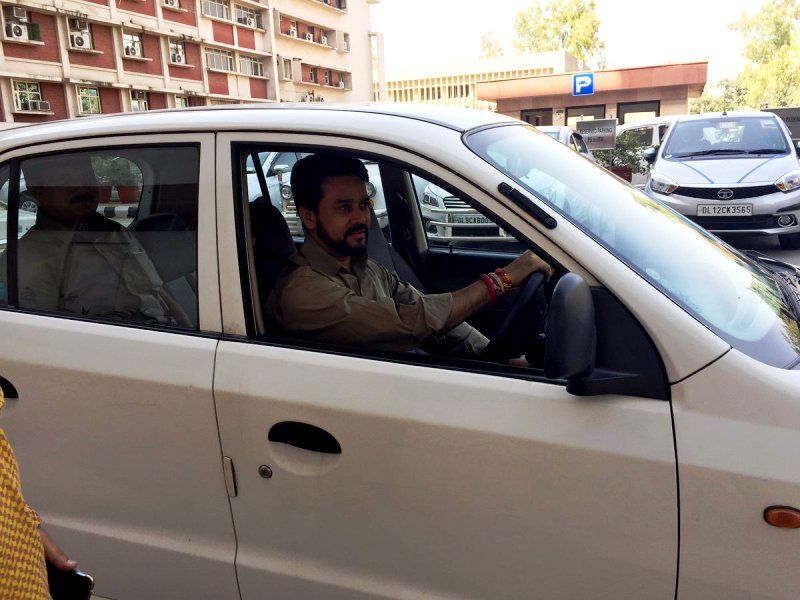 Anurag Thakur In His Hyundai Santro