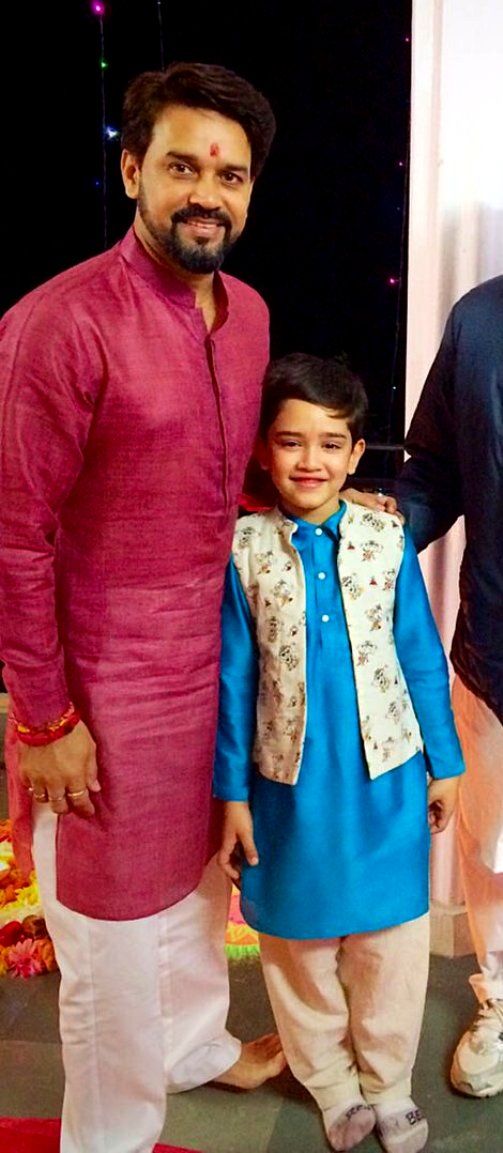 Anurag Thakur With His Younger Son Udayveer Thakur