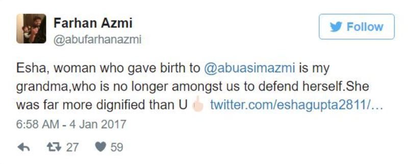 Farhan Azmi's Tweet On Esha Gupta