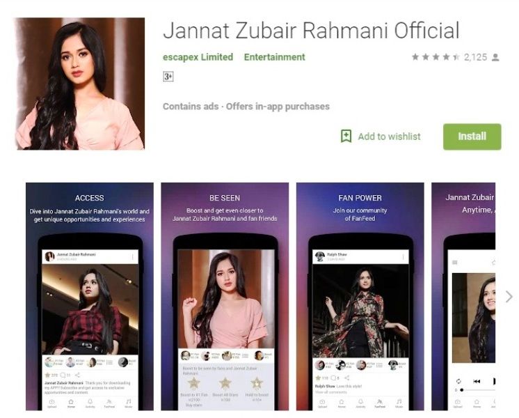 Jannat Zubair Rahmani's App, Jannat Zubair Rahmani Official