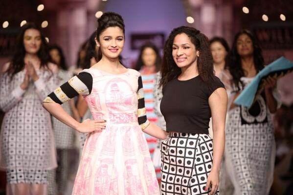 Masaba Gupta with Alia Bhatt during a fashion show