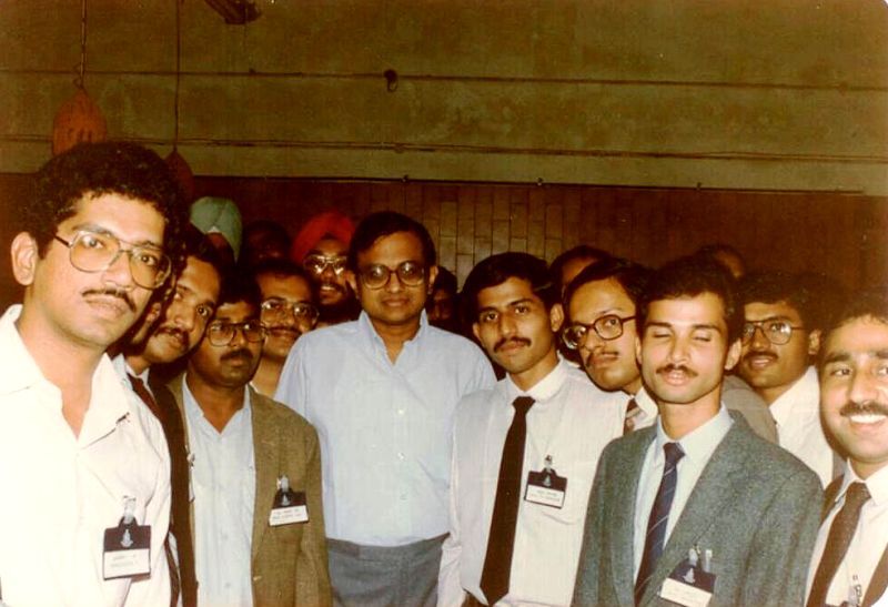 P Chidambaram With His Staff On His First Day As MoS for Commerce