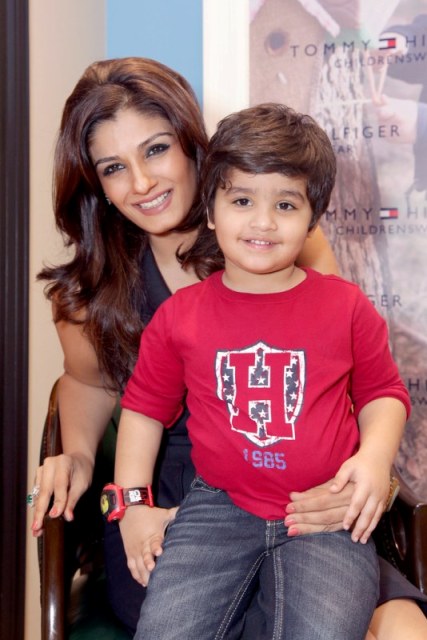 Raveena Tandon with her son