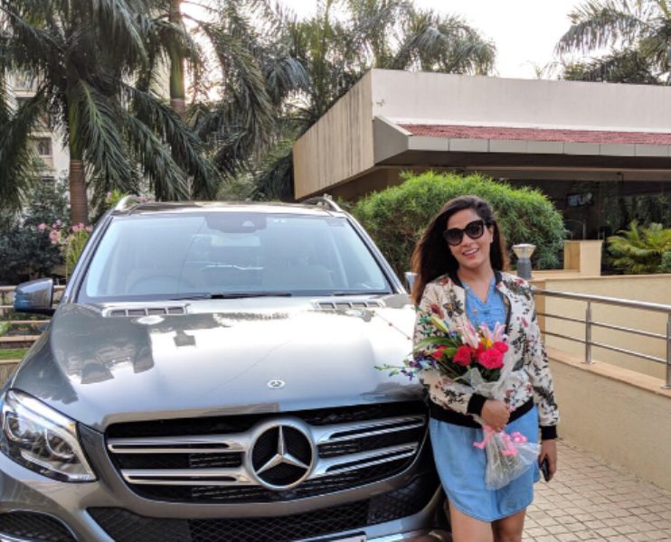 Richa Chadda with her Mercedes Benz car