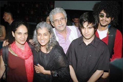 Naseeruddin Shah with his wife, sons, and daughter