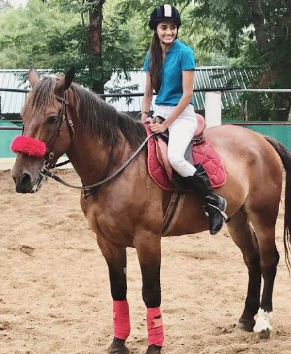 Shreya practising horse riding