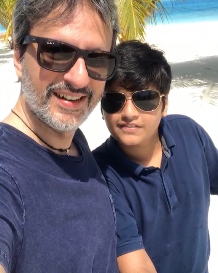 Anil Thadani with his son
