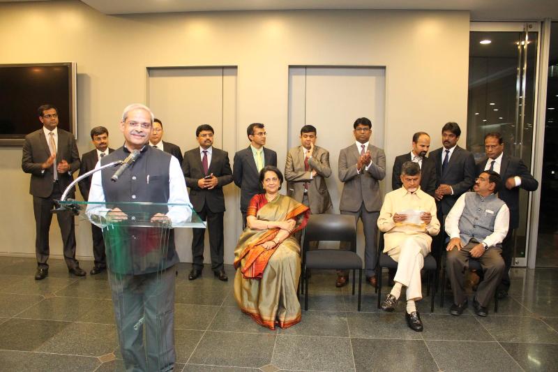 Parakala Prabhakar addressing the Indian Community get together at the Indian Embassy