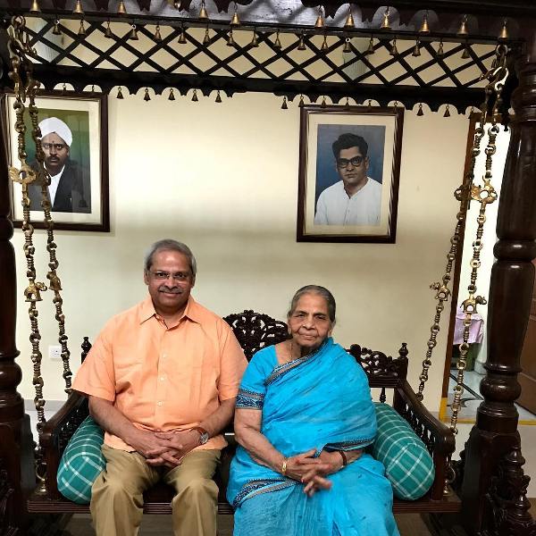 Prakala Prabhakar with his mother