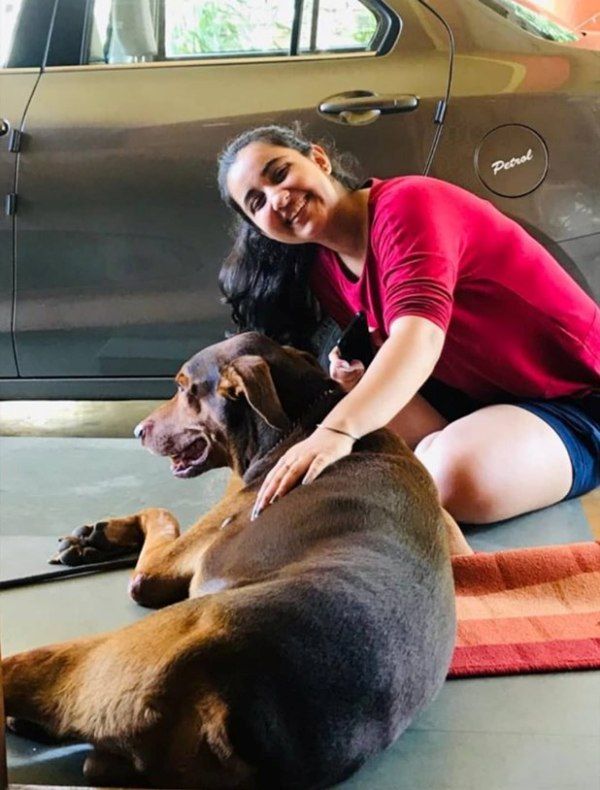 Revathi Pillai with her dog