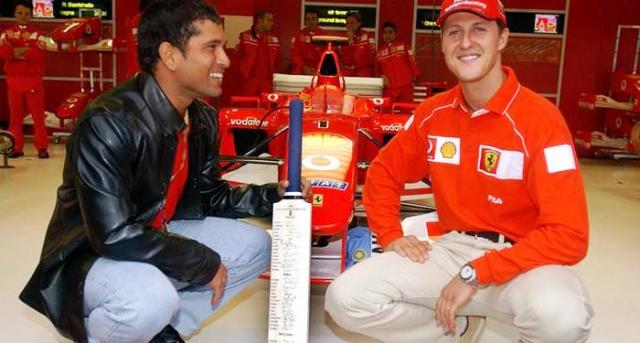 Sachin Tendulkar with Michael Schumacher