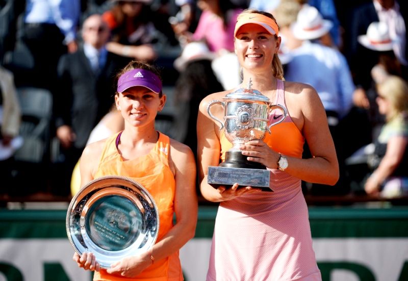 Simona Halep With Maria Sharapova In The 2014 French Open