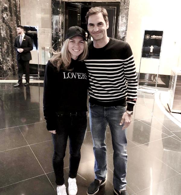 Simona Halep With Roger Federer