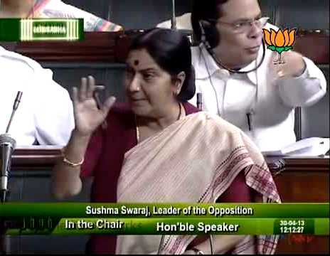 Sushma Swaraj As The Leader Of Opposition In The Lok Sabha