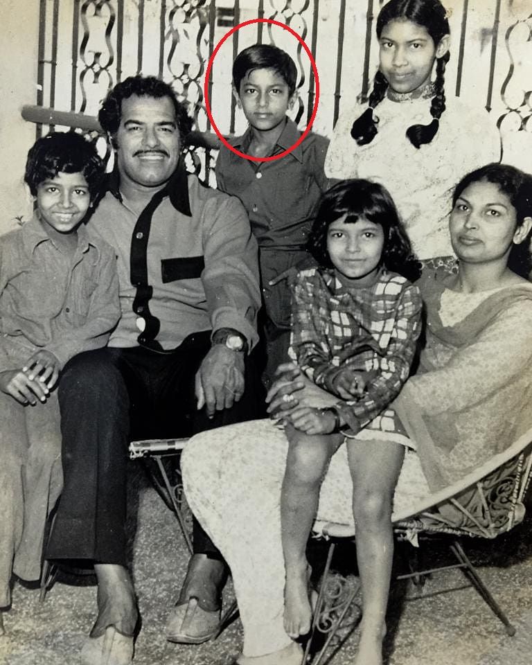 Vindu Dara Singh (encircled) with his family