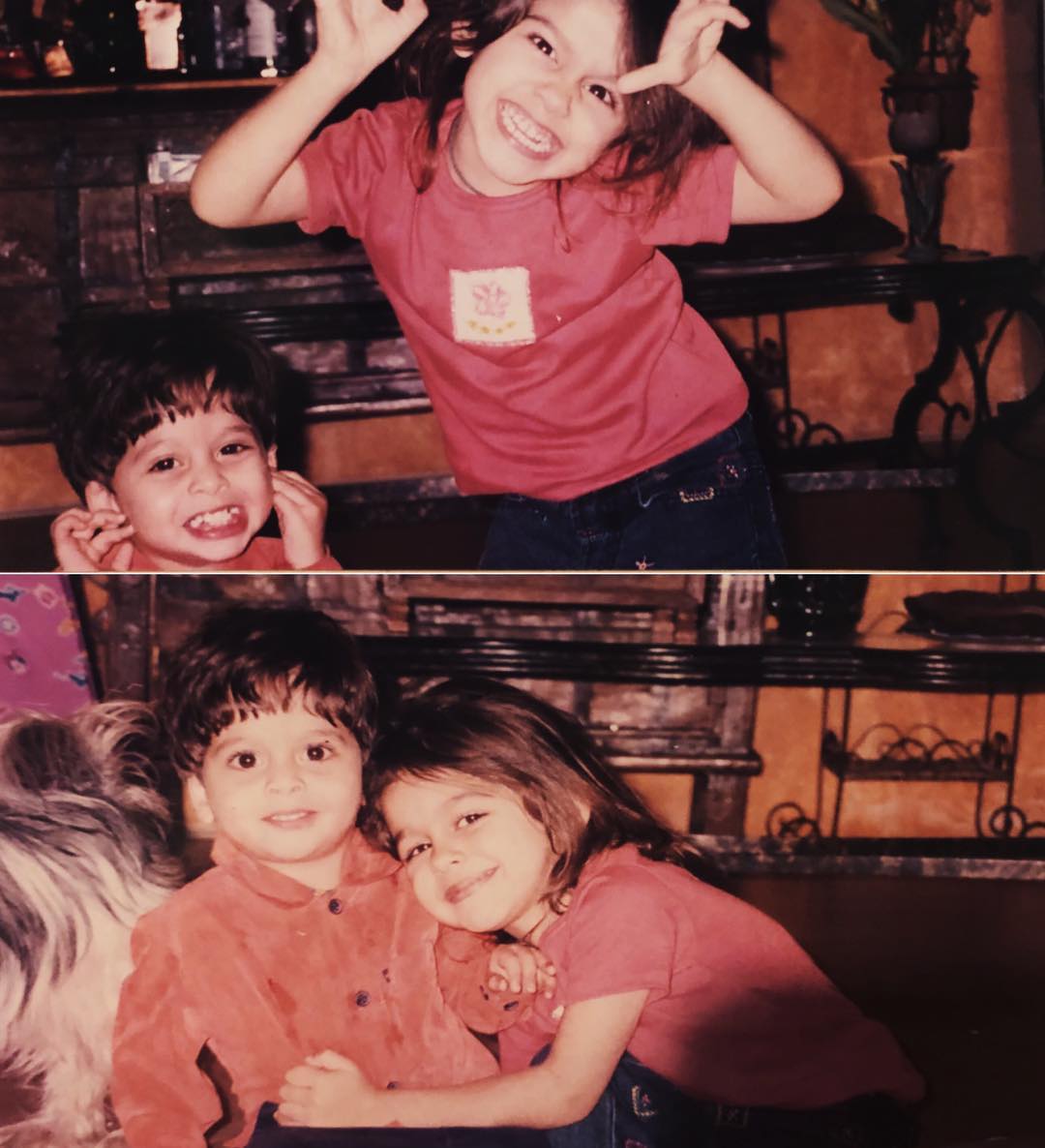 Childhood image of Aalia Furniturewalla with her brother