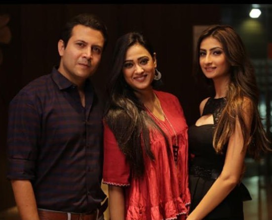 Abhinav Kohli with his wife and step daughter