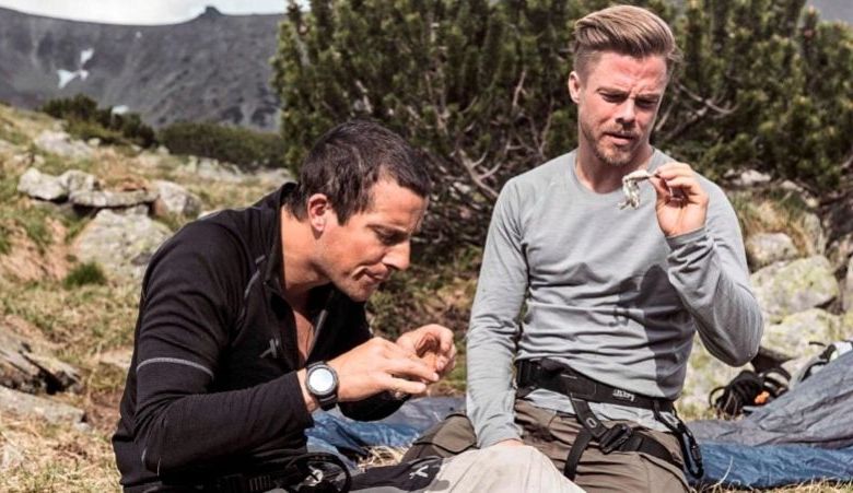 Bear Grylls and Derek Hough Killing and Cooking Frog
