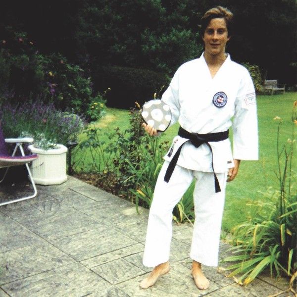 Bear Grylls with his second dan black belt in Shotokan Karate