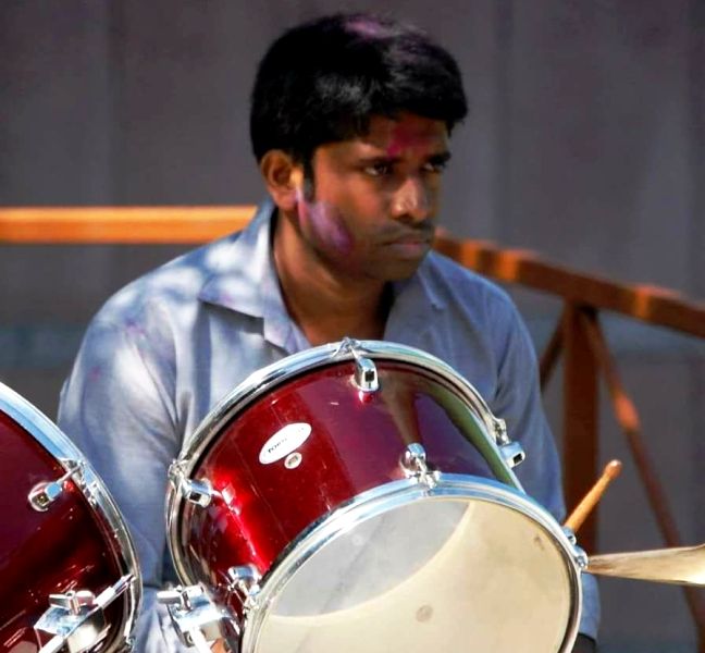 Kannan Gopinathan playing the drums