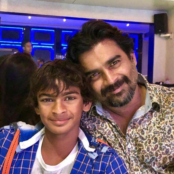 R. Madhavan with his son
